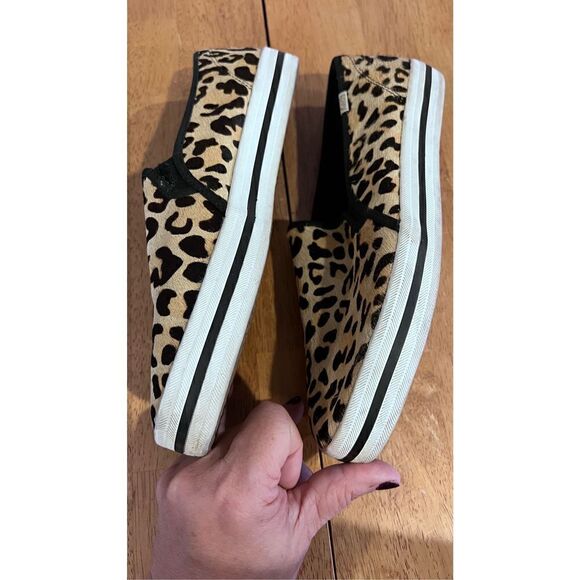 KATE SPADE X KEDS WOMENS LEOPARD PRINT CALF HAIR SLIP ONS SIZE 9.5 - Picture 5 of 9